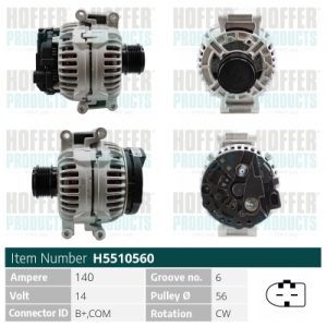 Alternator AUDI A4 B8 (8K2) 1.8 TFSI quattro benzina 160 cai HOFFER H5510560