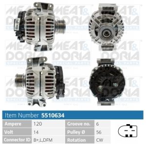 Alternator AUDI A4 B7 Avant (8ED) 3.0 TDI quattro diesel 233 cai MEAT DORIA 5510634