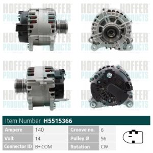 Alternator AUDI A1 Sportback (8XA, 8XF) 2.0 TDI diesel 143 cai HOFFER H5515366