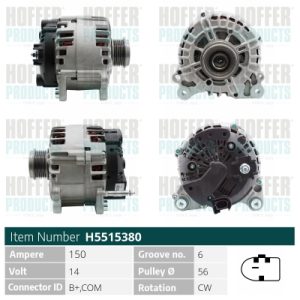 Alternator AUDI A4 Allroad B8 (8KH) 3.0 TDI quattro diesel 245 cai HOFFER H5515380
