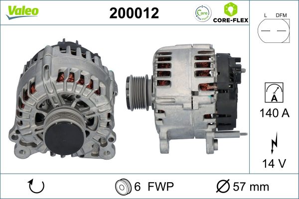 Alternator AUDI A3 (8P1) 1.6 TDI diesel 105 cai VALEO 200012