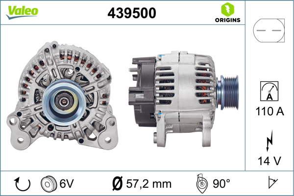 Alternator AUDI A3 Sportback (8PA) 1.6 benzina 102 cai VALEO 439500