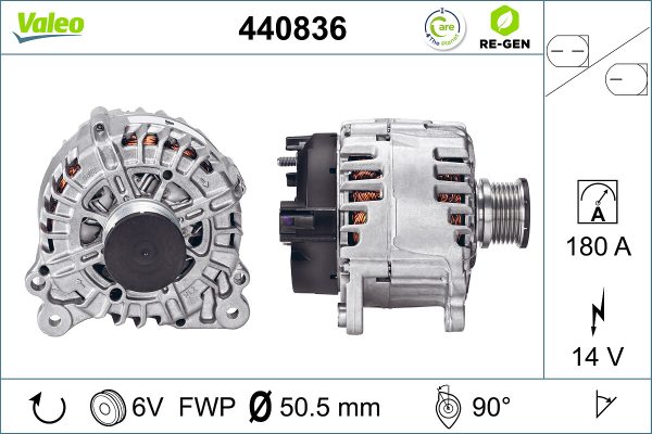 Alternator AUDI A3 (8V1, 8VK) 2.0 TDI diesel 110 cai VALEO 440836