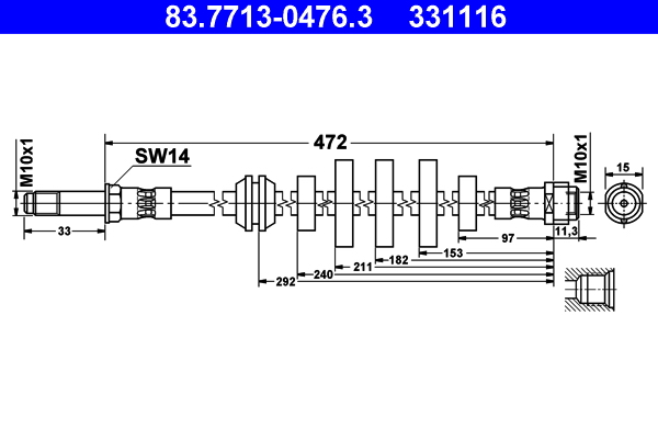 Furtun frana AUDI A4 B8 Avant (8K5) 2.0 TFSI quattro benzina 211 cai ATE 83.7713-0476.3