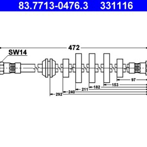 Furtun frana AUDI A4 B8 Avant (8K5) 3.2 FSI quattro benzina 265 cai ATE 83.7713-0476.3