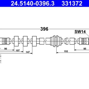 Furtun frana AUDI A4 B8 (8K2) 2.0 TFSI quattro benzina 211 cai ATE 24.5140-0396.3