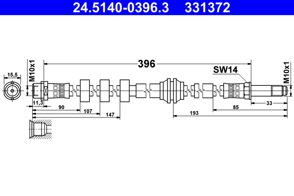 Furtun frana AUDI A4 B8 (8K2) 2.0 TFSI quattro benzina 211 cai ATE 24.5140-0396.3