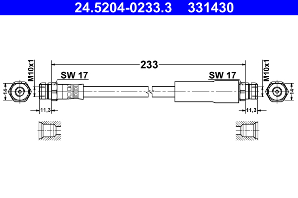 Furtun frana AUDI A3 Cabriolet (8P7) 1.2 TFSI benzina 105 cai ATE 24.5204-0233.3