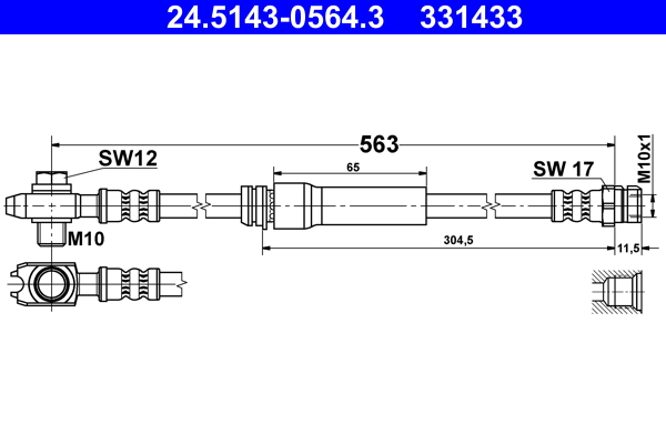 Furtun frana AUDI A3 Sportback (8PA) 1.4 TFSI benzina 125 cai ATE 24.5143-0564.3