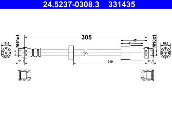 Furtun frana AUDI A4 B7 (8EC) 2.0 TDI quattro diesel 170 cai ATE 24.5237-0308.3