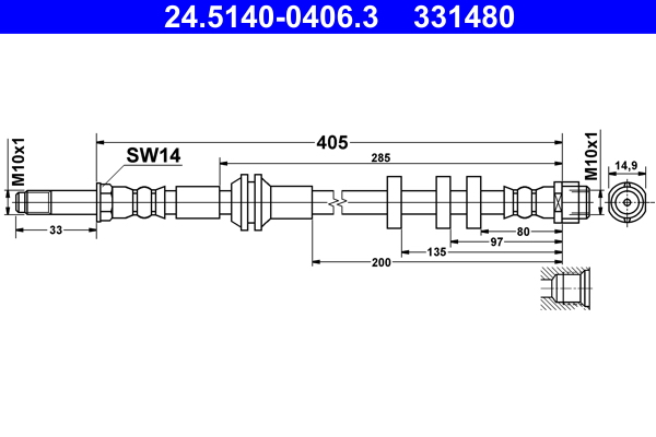 Furtun frana AUDI A4 Allroad B8 (8KH) 2.0 TFSI quattro benzina 224 cai ATE 24.5140-0406.3