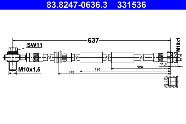 Furtun frana AUDI A3 Cabriolet (8V7, 8VE) 1.8 TFSI benzina 180 cai ATE 83.8247-0636.3