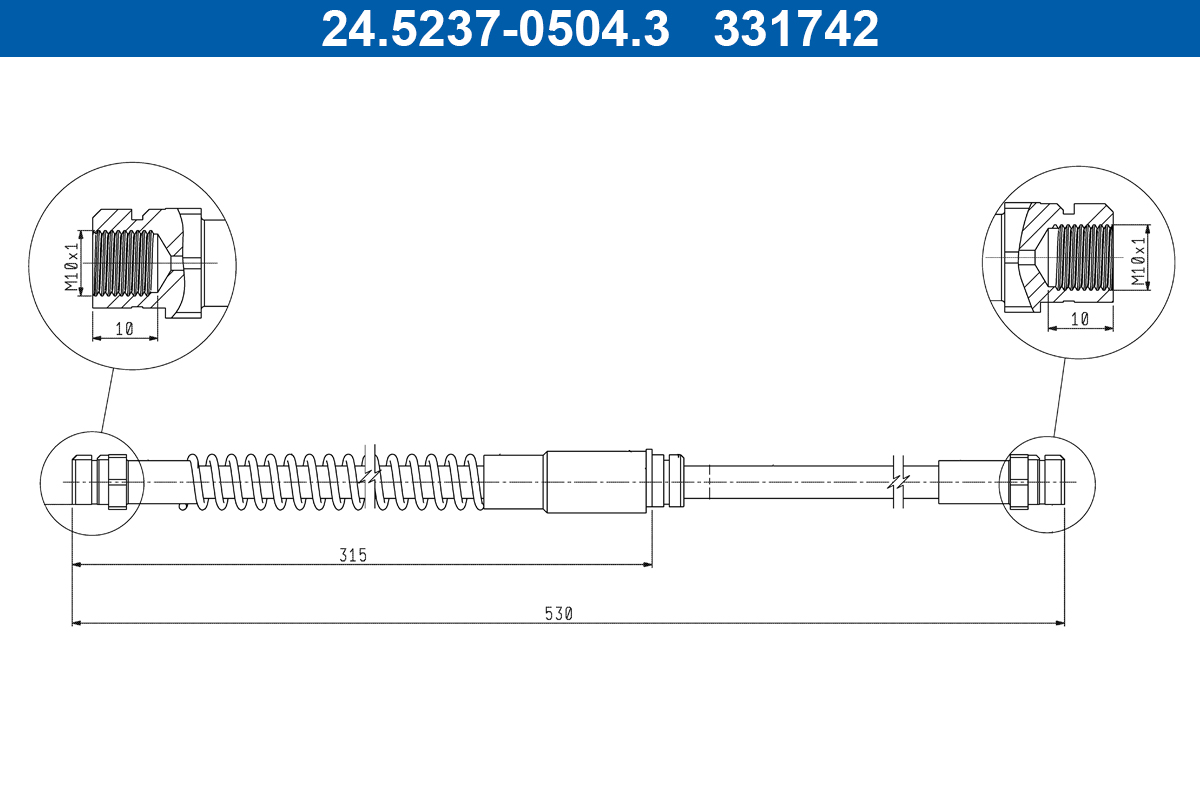 Furtun frana AUDI A3 Sportback (8PA) 3.2 V6 quattro benzina 250 cai ATE 24.5237-0504.3