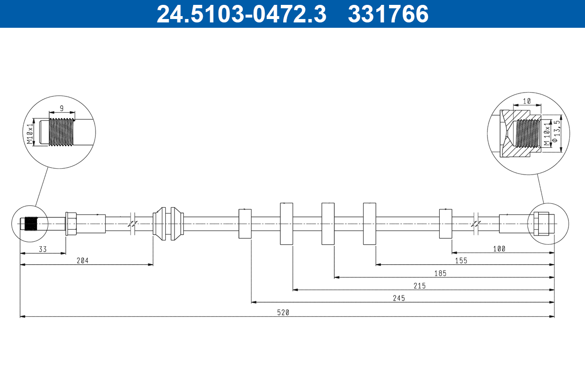 Furtun frana AUDI A4 B8 (8K2) 3.0 TDI quattro diesel 240 cai ATE 24.5103-0472.3