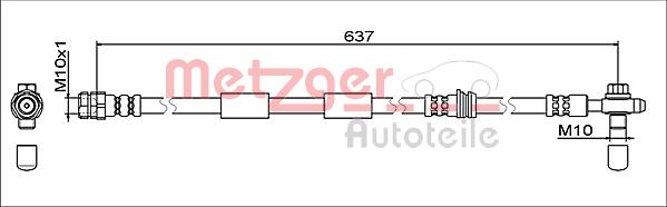 Furtun frana AUDI A3 (8V1, 8VK) 1.4 TFSI benzina 122 cai METZGER 4111475