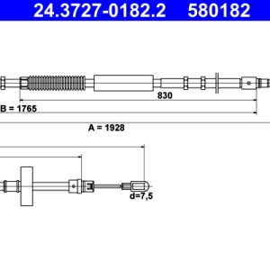 Cablu frana de parcare AUDI A4 B7 (8EC) 2.0 TFSI quattro benzina 200 cai ATE 24.3727-0182.2
