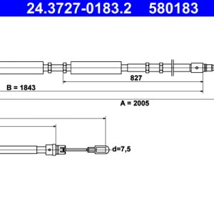 Cablu frana de parcare AUDI A4 B7 (8EC) 2.0 TFSI quattro benzina 200 cai ATE 24.3727-0183.2