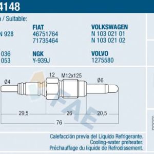 Bujie incandescenta AUDI A3 (8L1) 1.9 TDI diesel 130 cai FAE 74148