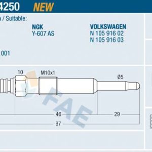 Bujie incandescenta AUDI A3 (8P1) 2.0 TDI quattro diesel 140 cai FAE 74250