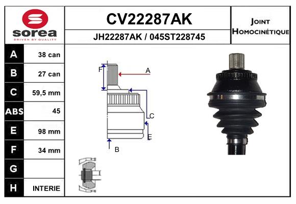 Cap planetara AUDI A4 B6 (8E2) 1.8 T quattro benzina 150 cai EAI CV22287AK