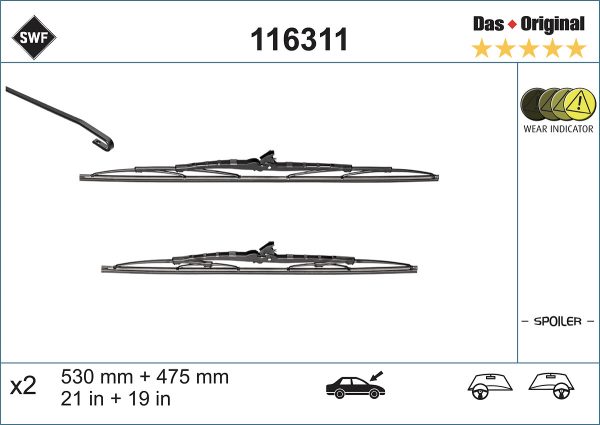Lamela stergator AUDI A3 (8L1) 1.6 benzina 102 cai SWF 116311