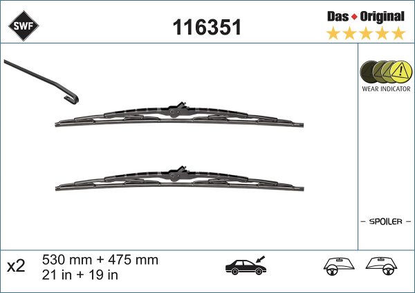 Lamela stergator AUDI A3 (8L1) 1.6 benzina 101 cai SWF 116351