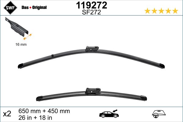 Lamela stergator AUDI A3 (8V1, 8VK) 1.4 TSI benzina 150 cai SWF 119272