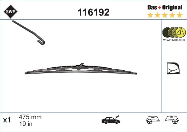 Lamela stergator AUDI A3 (8L1) 1.6 benzina 101 cai SWF 116192