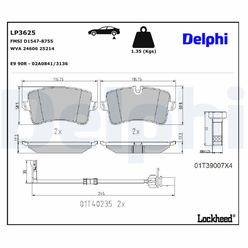 Set placute frana DELPHI LP3625