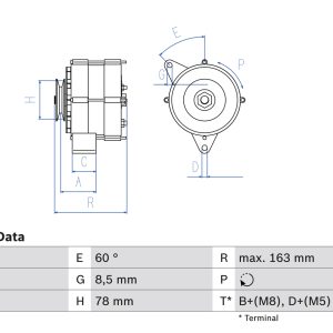 Alternator BMW Seria 3 Cabriolet (E30) 320 i benzina 129 cai BOSCH 0 986 034 170