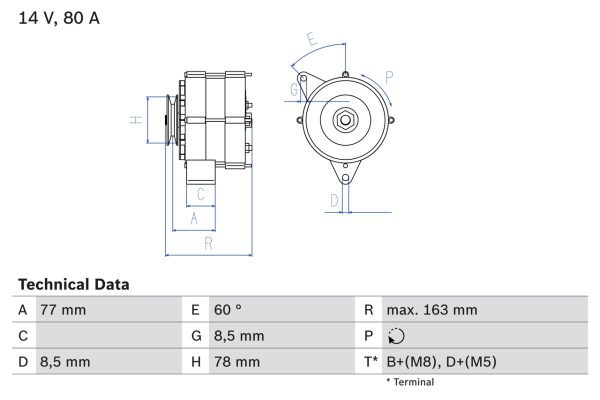 Alternator BMW Seria 3 (E30) 325 e 2.7 benzina 122 cai BOSCH 0 986 034 170