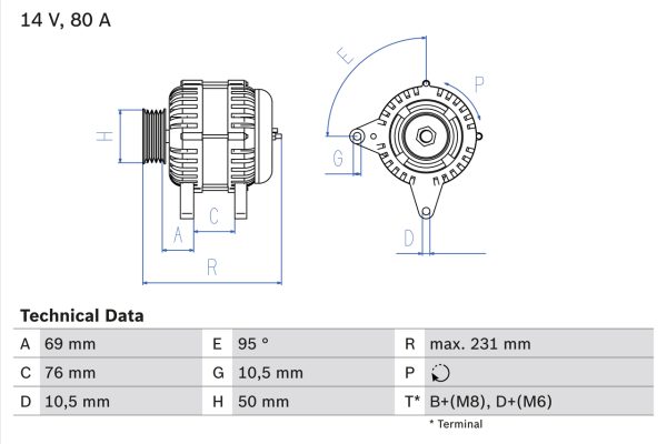 Alternator BMW Seria 3 Touring (E36) 323 i benzina 170 cai BOSCH 0 986 039 100