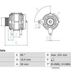 Alternator BMW Seria 3 Cabriolet (E36) 323 i benzina 170 cai BOSCH 0 986 039 100