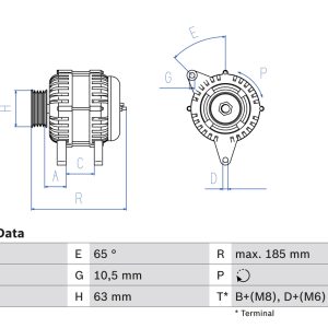 Alternator BMW Seria 3 Compact (E36) 316 g Benzina/Gaz metan (GNC) 102 cai BOSCH 0 986 039 220
