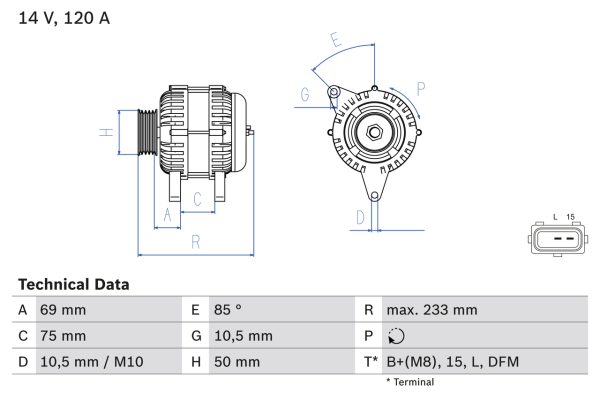 Alternator BMW Seria 3 Touring (E46) 328 i benzina 193 cai BOSCH 0 986 041 810