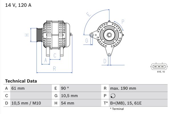 Alternator BMW Seria 3 (E46) 320 d diesel 129 cai BOSCH 0 986 044 841