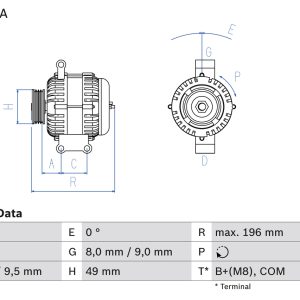 Alternator BMW Seria 1 (E81) 116 i benzina 115 cai BOSCH 0 986 046 130