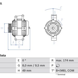 Alternator BMW Seria 1 (E81) 116 i benzina 115 cai BOSCH 0 986 047 240