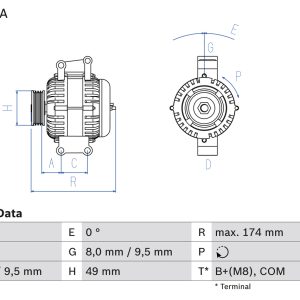 Alternator BMW Seria 1 (E87) 130 i benzina 265 cai BOSCH 0 986 048 350