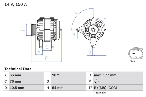 Alternator BMW Seria 1 (E87) 120 d diesel 163 cai BOSCH 0 986 080 580