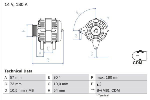 Alternator BMW Seria 1 (E81) 118 d diesel 143 cai BOSCH 0 986 082 200