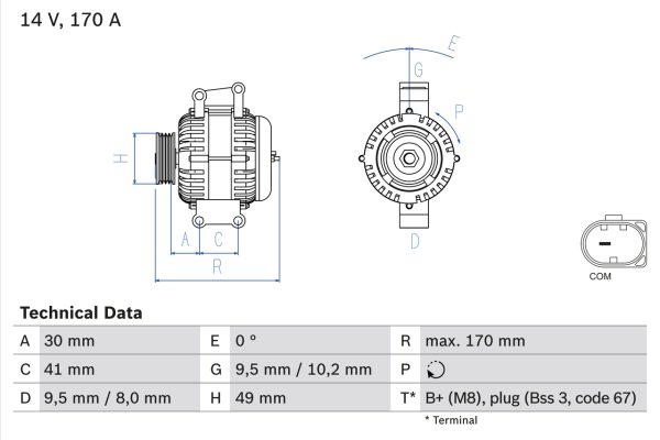 Alternator BMW Seria 1 (E81) 116 i benzina 122 cai BOSCH 0 986 082 480