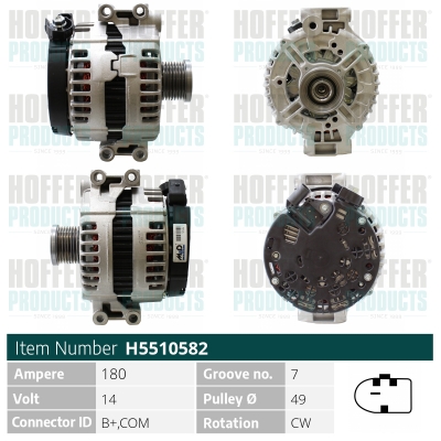 Alternator BMW Seria 3 (E90) 318 i benzina 143 cai HOFFER H5510582