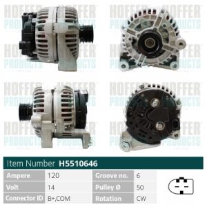 Alternator BMW Seria 3 (E46) 330 i benzina 231 cai HOFFER H5510646