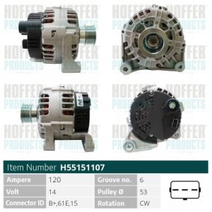 Alternator BMW Seria 3 cupe (E46) M3 CSL benzina 360 cai HOFFER H55151107