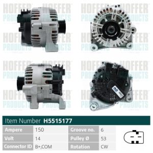 Alternator BMW Seria 1 (E81) 120 d diesel 163 cai HOFFER H5515177