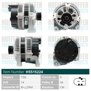 Alternator BMW Seria 3 (E46) 320 d diesel 150 cai HOFFER H5515224