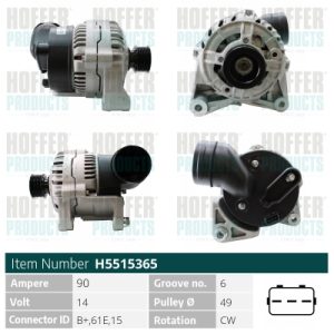 Alternator BMW Seria 3 (E46) 325 i benzina 192 cai HOFFER H5515365