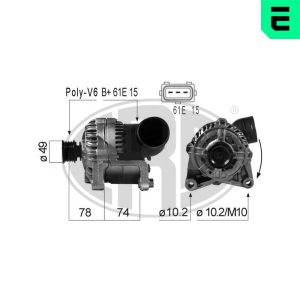Alternator BMW Seria 3 (E46) 325 i benzina 192 cai ERA 210164A