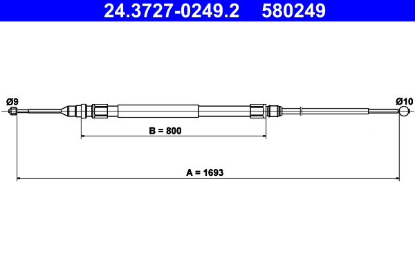 Cablu frana de parcare BMW Seria 3 Gran Turismo (F34) 318 d diesel 143 cai ATE 24.3727-0249.2